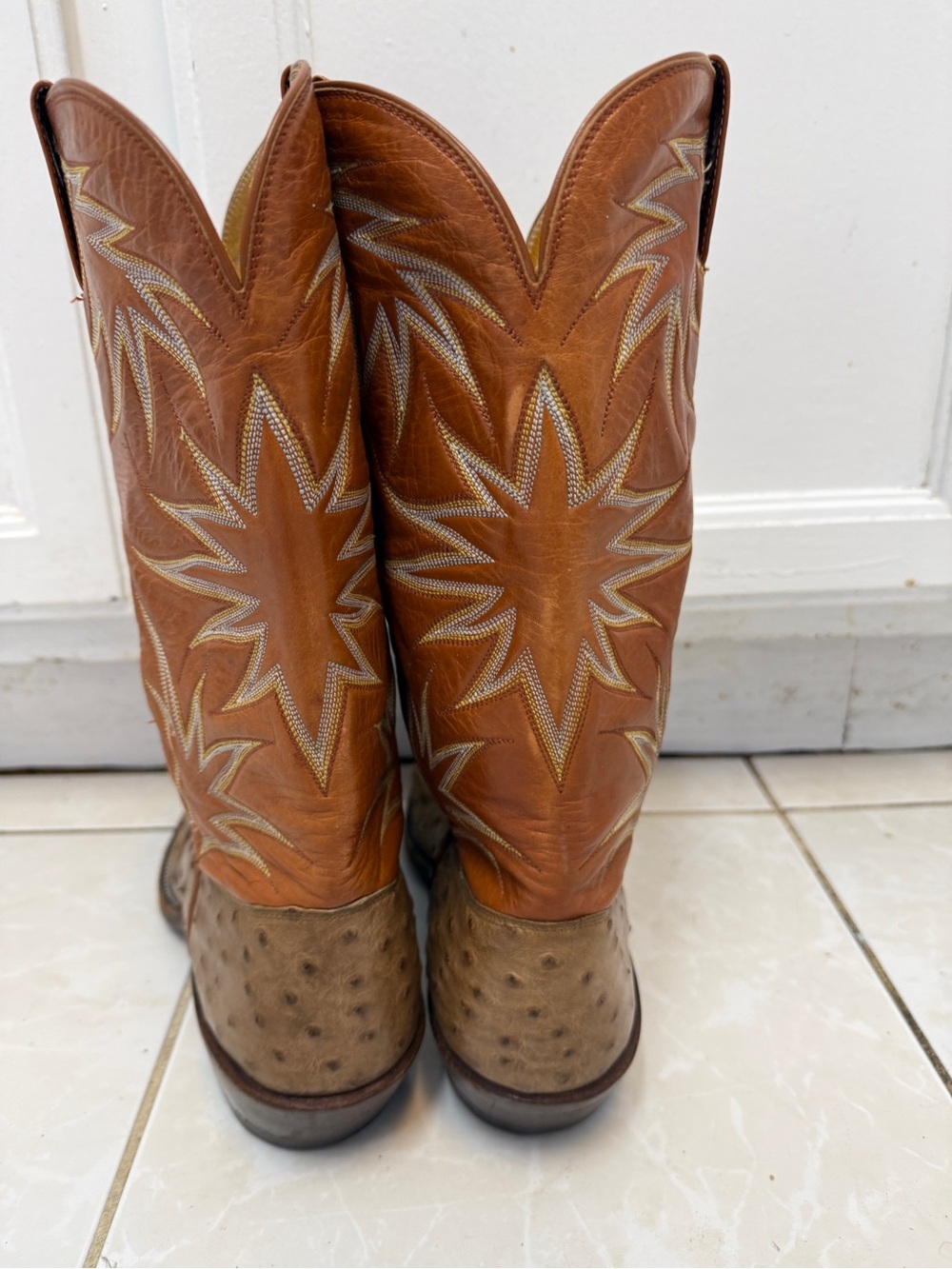 Gary Tucker Custom Ostrich Taz Cowboy Boots Approx 10.5 - Picture 3 of 16